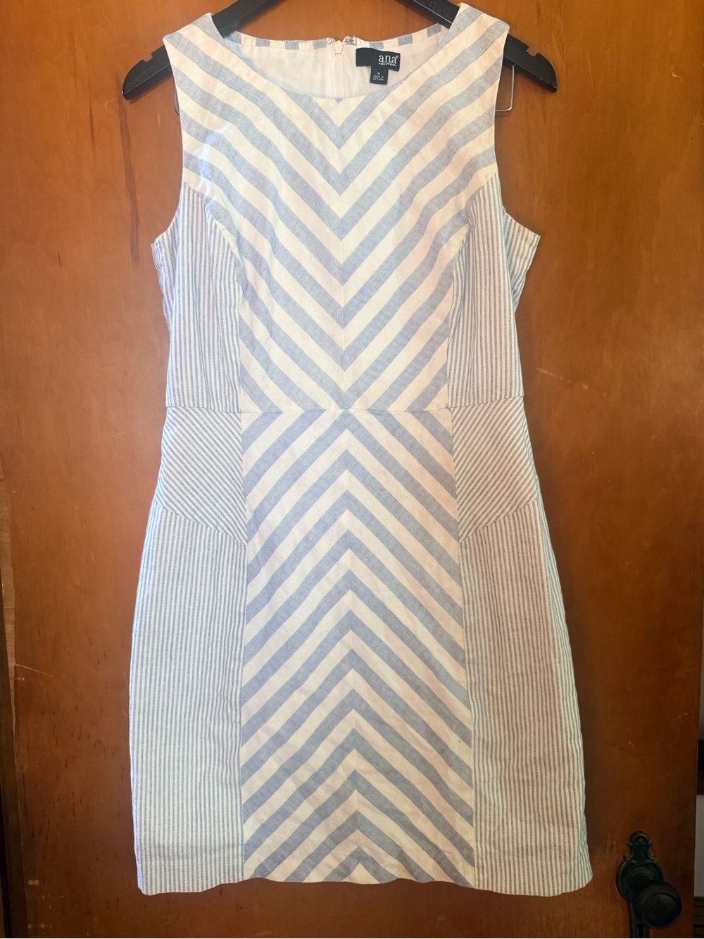 a.n.a Blue and White Striped Chevron Sheath Dress